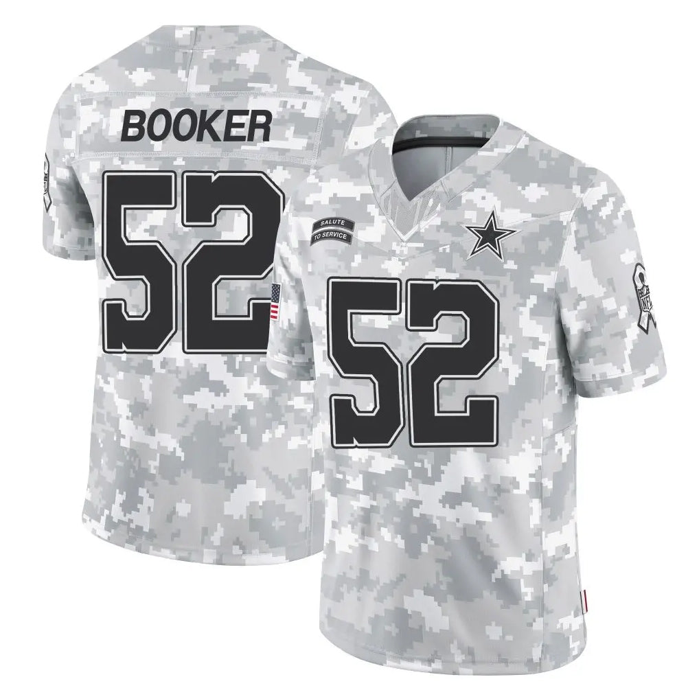 Davalo D.Cowboys #52 Tyler Booker Player Arctic Camo Salute to Service Limited Home Game Stitched Jerseys