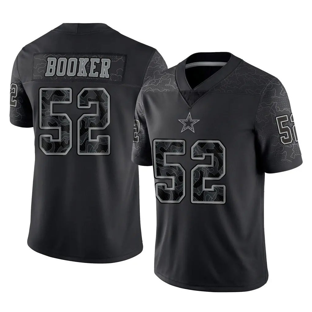 Davalo D.Cowboys #52 Tyler Booker Player Black Limited Reflective Home Game Stitched Jerseys