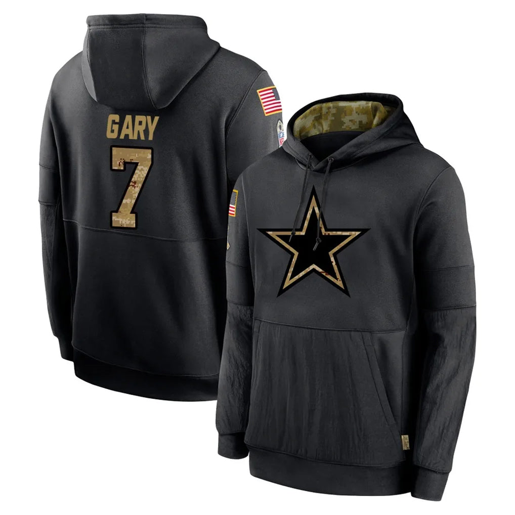 Davalo D.Cowboys #7 Rashan Gary Player Black Salute to Service Pullover Hoodies Limited Stitched Jerseys