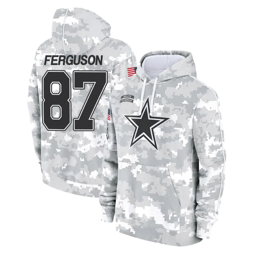 Davalo D.Cowboys #87 Jake Ferguson Player Arctic Camo Salute to Service Hoodies Limited Game Stitched Jerseys