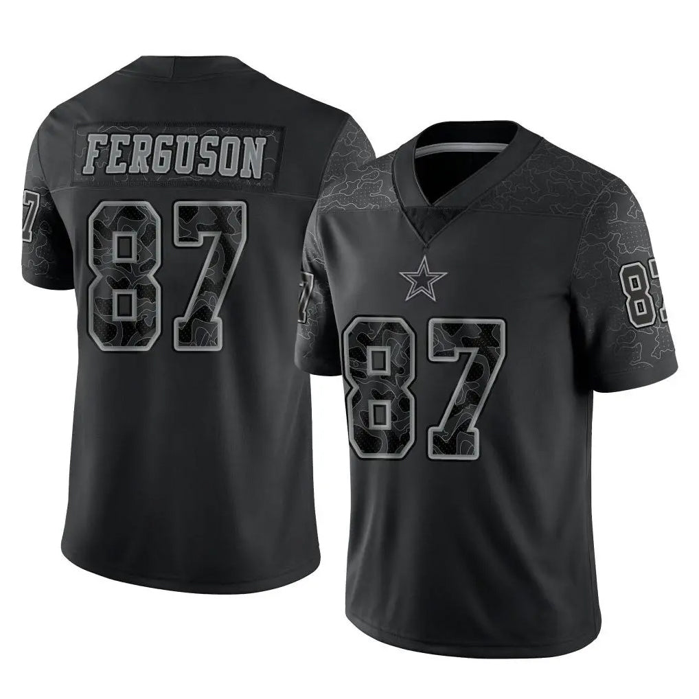Davalo D.Cowboys #87 Jake Ferguson Player Black Limited Reflective Home Game Stitched Jerseys