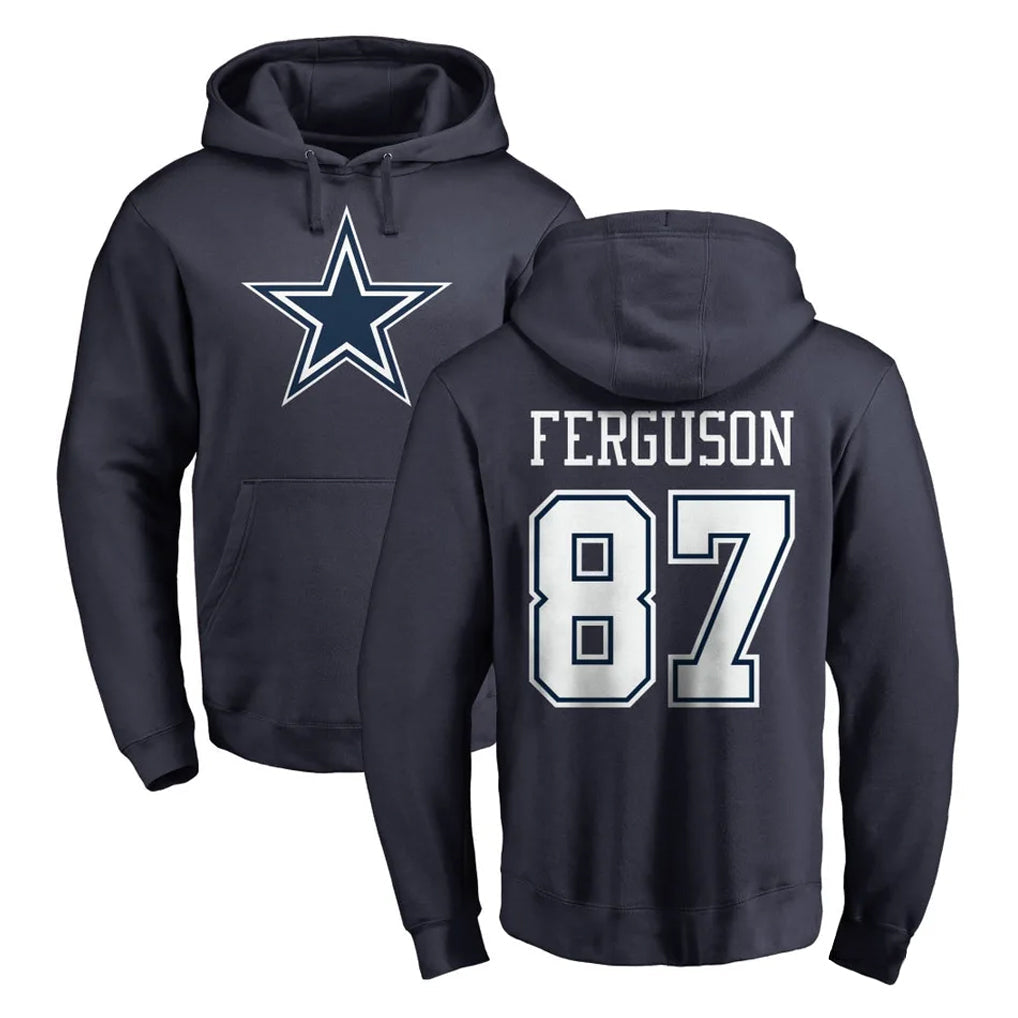 Davalo D.Cowboys #87 Jake Ferguson Player Navy Pullover Hoodies Limited Stitched Jerseys