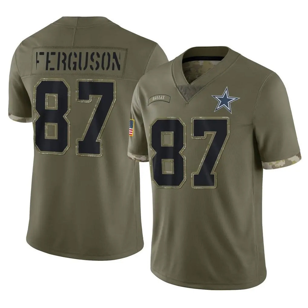 Davalo D.Cowboys #87 Jake Ferguson Player Olive Salute to Service Limited Game Stitched Jerseys