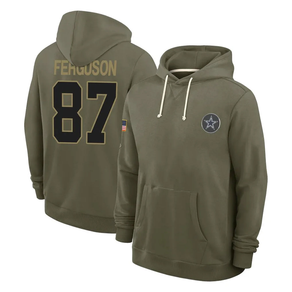 Davalo D.Cowboys #87 Jake Ferguson Player Olive Salute to Service Pullover Hoodies Limited Stitched Jerseys