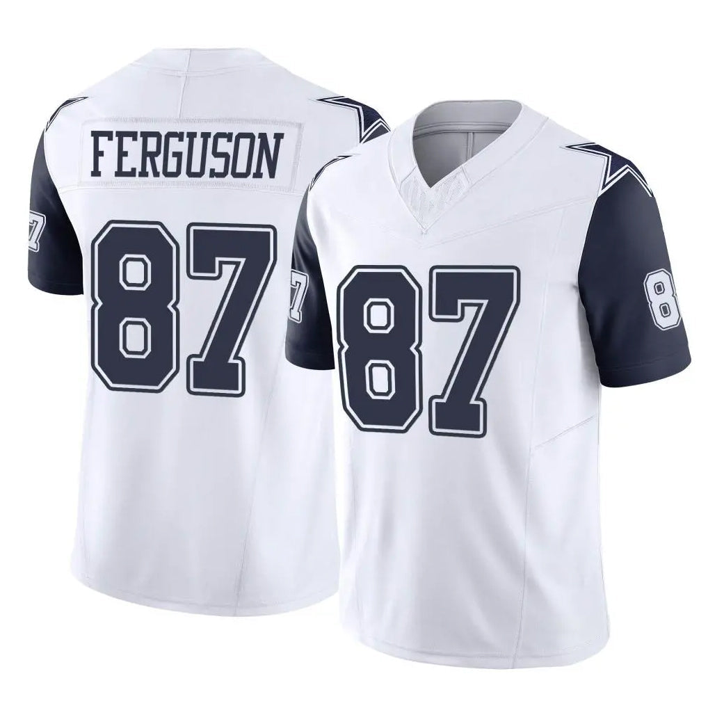 Davalo D.Cowboys #87 Jake Ferguson Player White-Navy Limited Vapor F.U.S.E. Home Game Stitched Jerseys