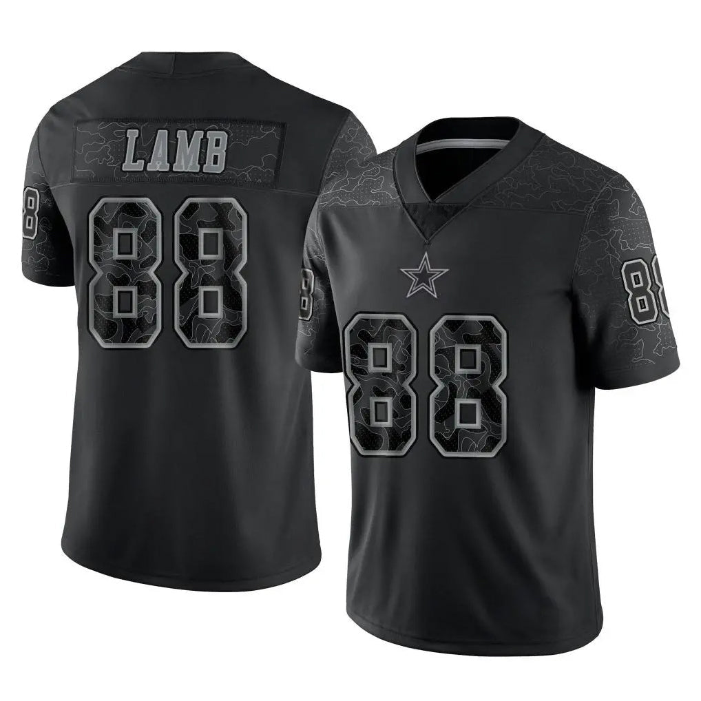 Davalo D.Cowboys #88 CeeDee Lamb Player Black Limited Reflective Home Game Stitched Jerseys