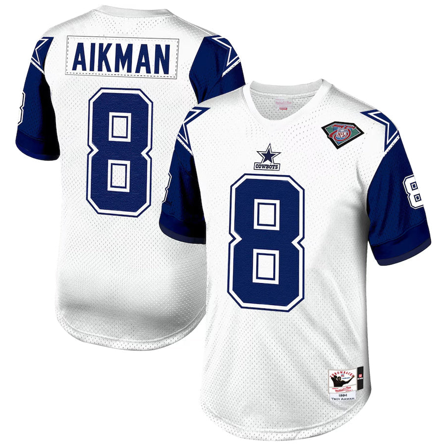 Davalo D.Cowboys #8 Troy Aikman Player Mitchell & Ness White 1994 Authentic Throwback Retired Stitched Jerseys