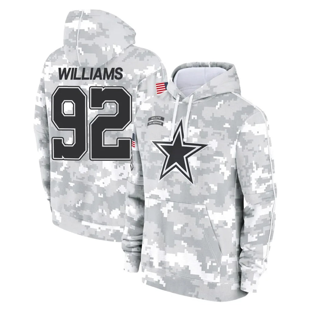 Davalo D.Cowboys #92 Quinnen Williams Player Arctic Camo Salute to Service Hoodies Limited Game Stitched Jerseys