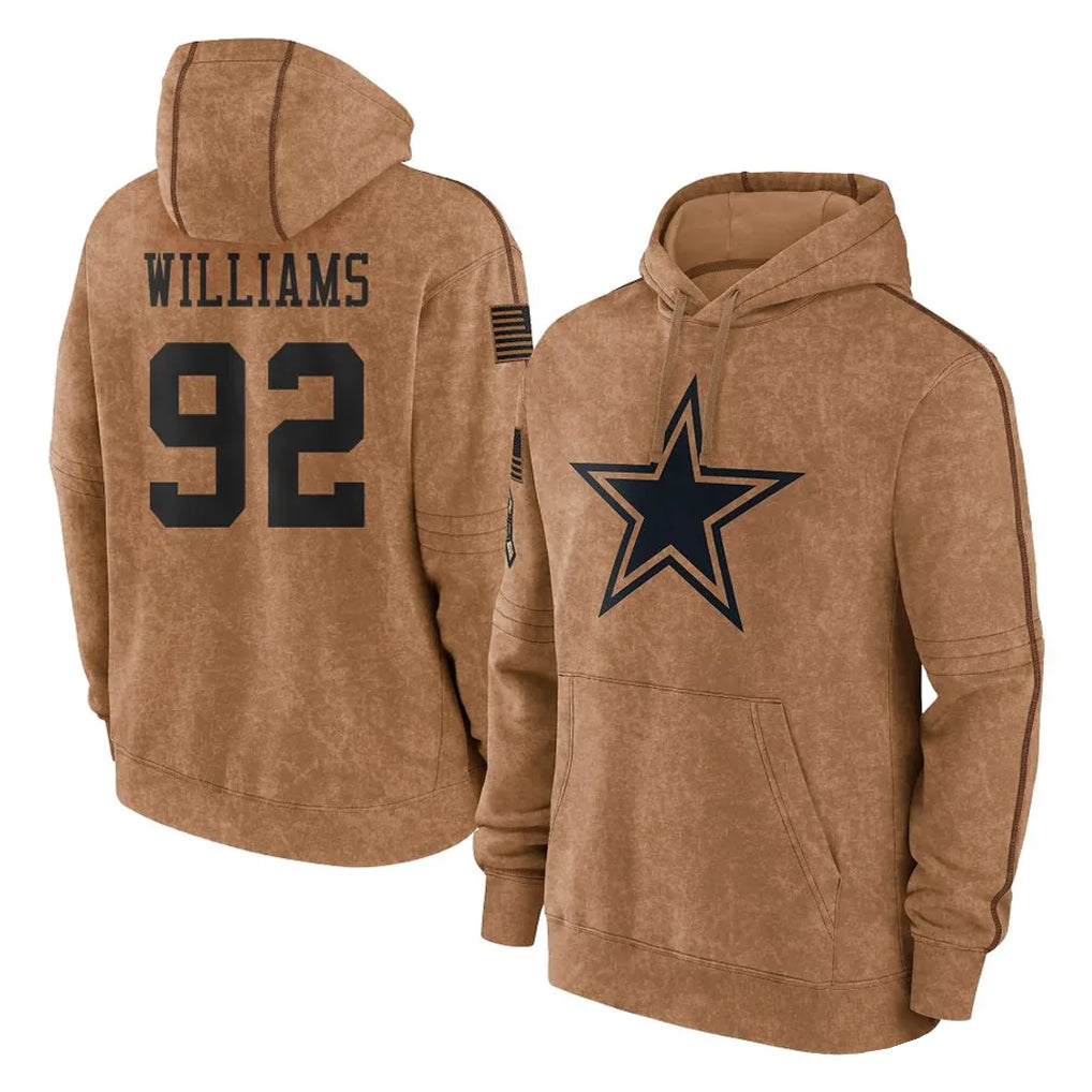 Davalo D.Cowboys #92 Quinnen Williams Player Brown Salute to Service Hoodies Limited Game Stitched Jerseys