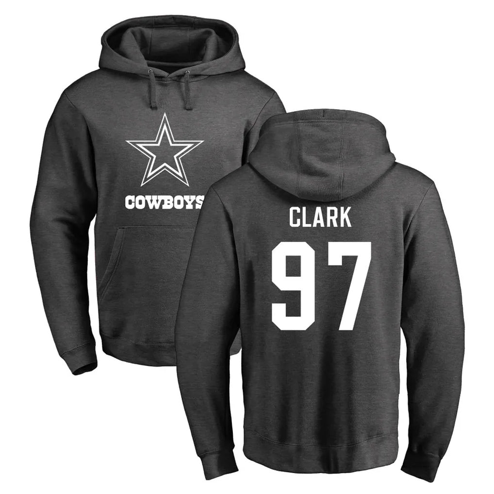 Davalo D.Cowboys #97 Kenny Clark Player Ash One Color Pullover Hoodie Limited Stitched Jerseys