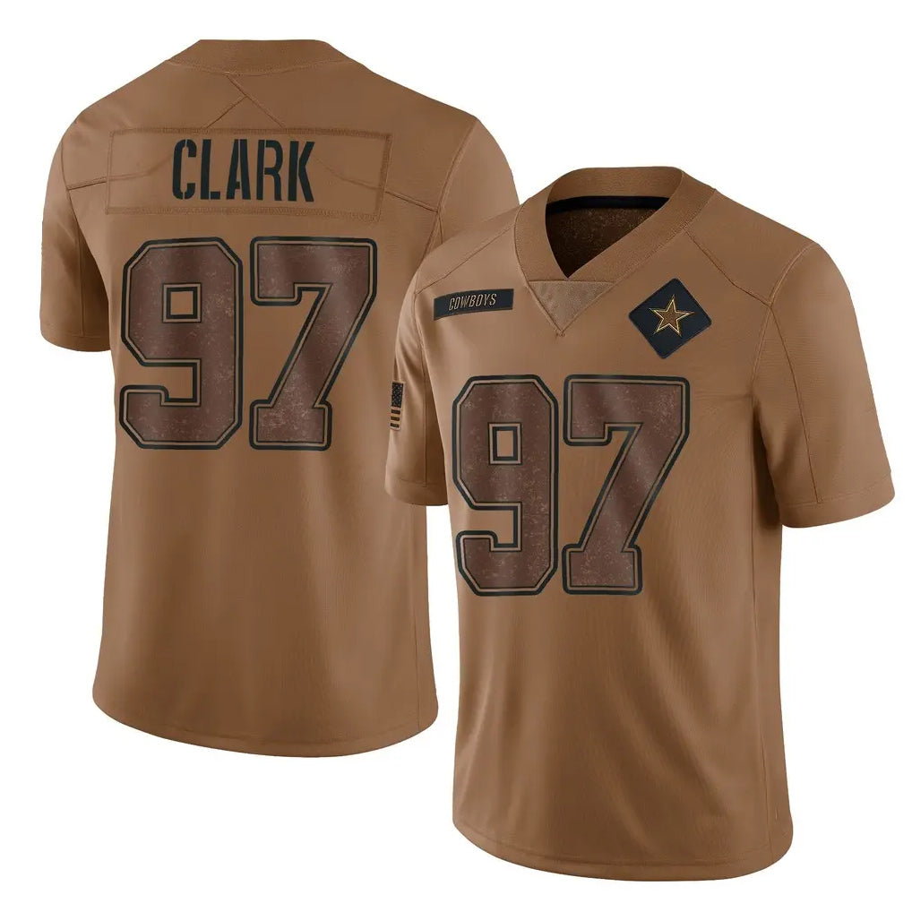 Davalo D.Cowboys #97 Kenny Clark Player Brown Salute to Service Limited Home Game Stitched Jerseys
