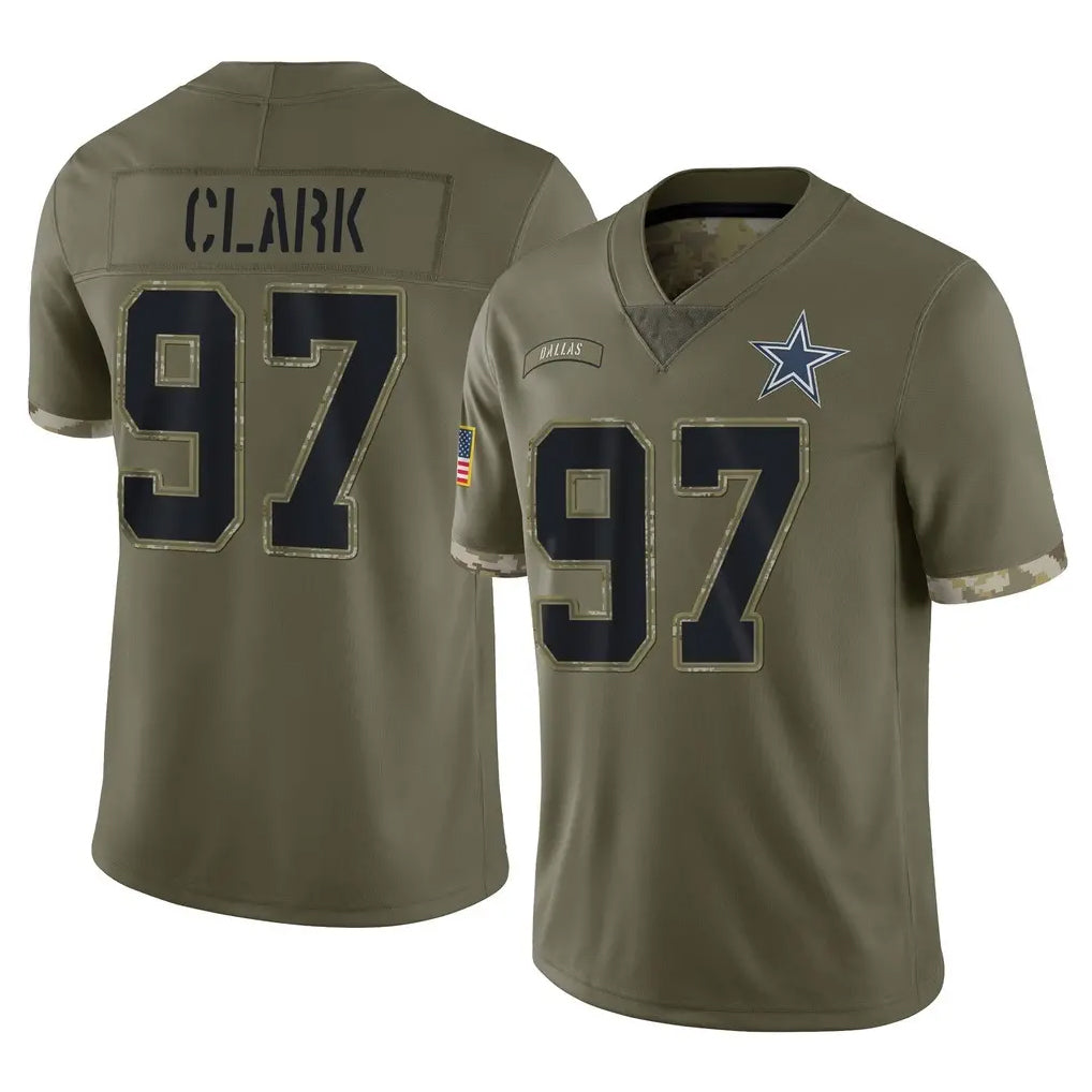 Davalo D.Cowboys #97 Kenny Clark Player Olive Salute to Service Limited Game Stitched Jerseys