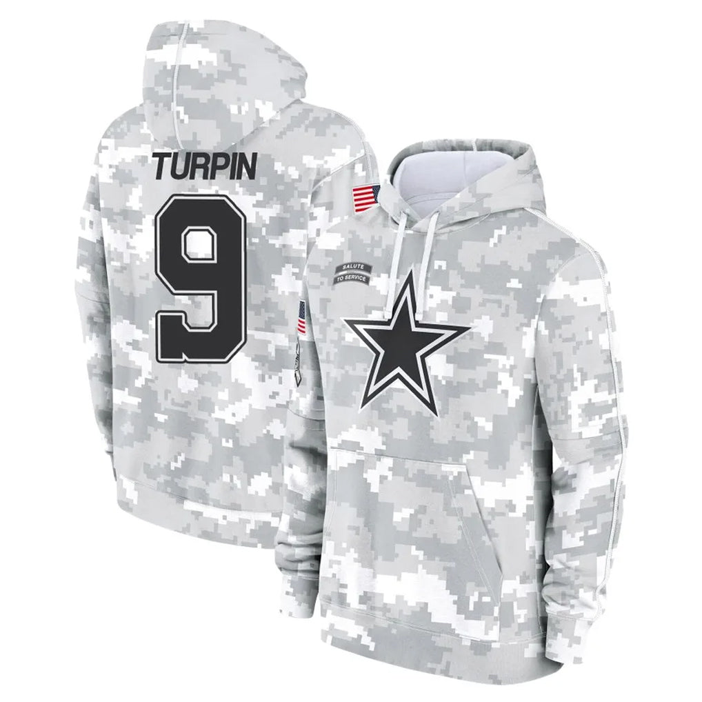 Davalo D.Cowboys #9 KaVontae Turpin Player Arctic Camo Salute to Service Hoodies Limited Game Stitched Jerseys