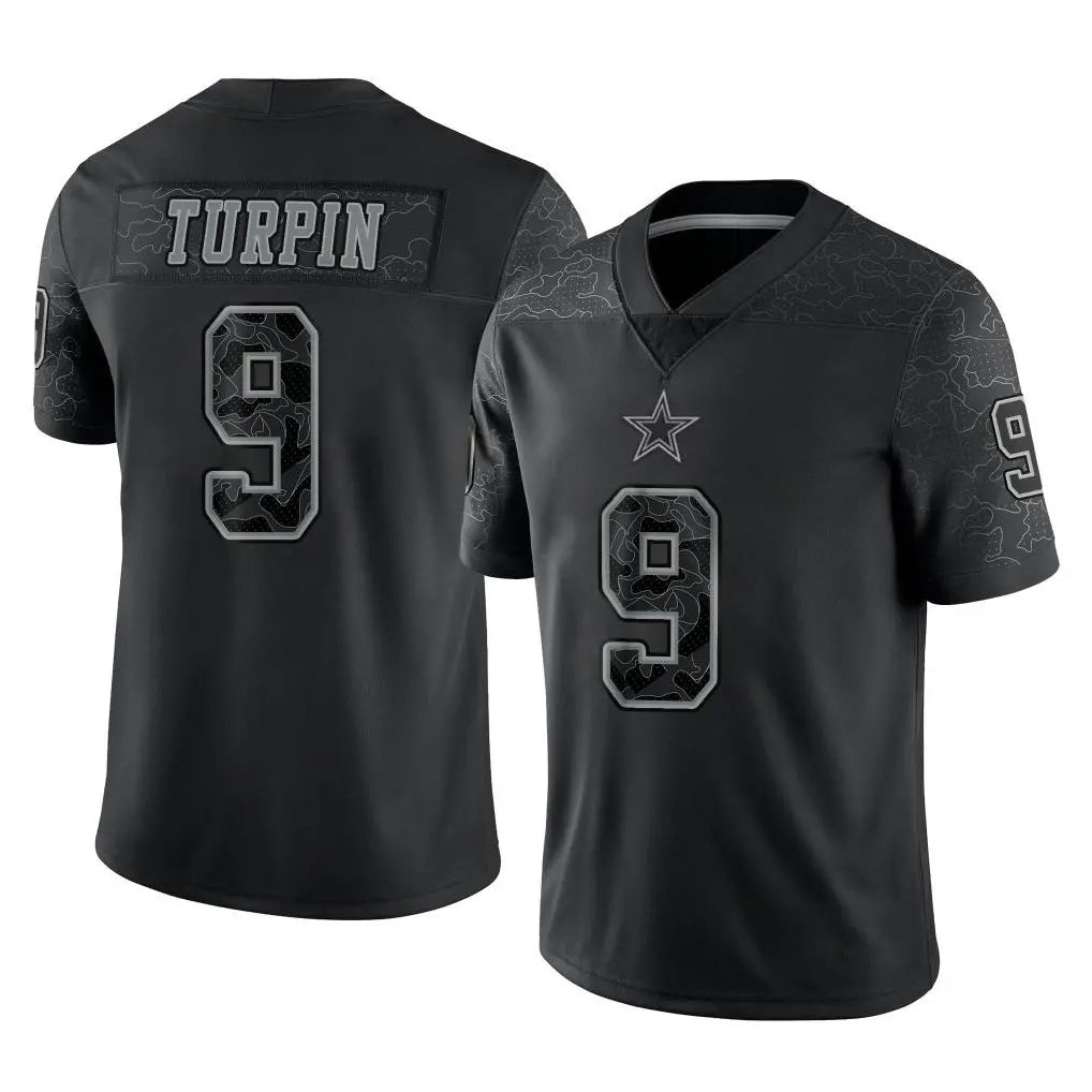 Davalo D.Cowboys #9 KaVontae Turpin Player Black Limited Reflective Home Game Stitched Jerseys