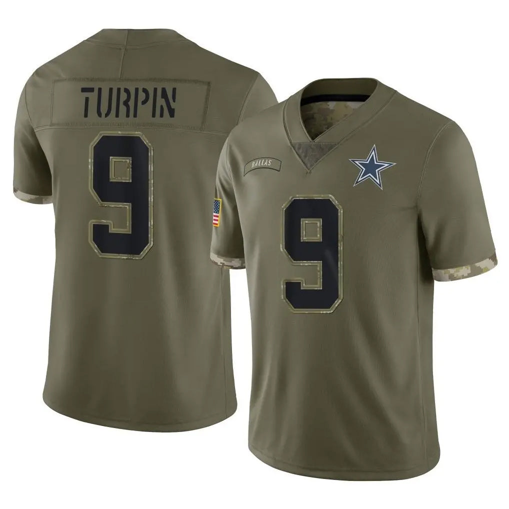 Davalo D.Cowboys #9 KaVontae Turpin Player Olive Salute to Service Limited Game Stitched Jerseys