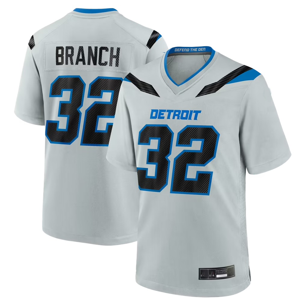 Davalo D.Lions #32 Brian Branch Silver 2026 Rivalries Collection Game Stitched Jerseys