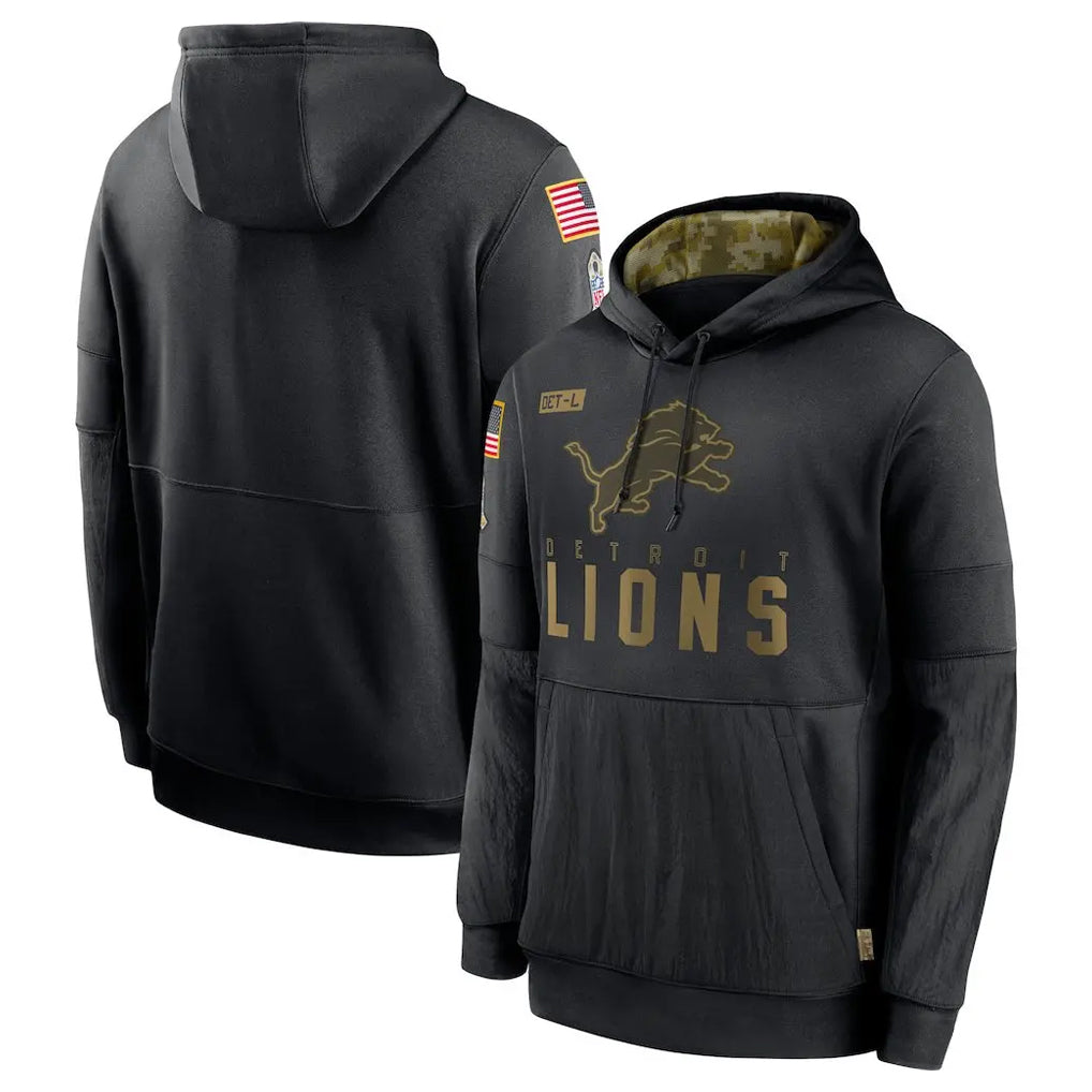 Davalo D.Lions Black Salute to Service Hoodies Limited Game Blank Player Stitched Jerseys