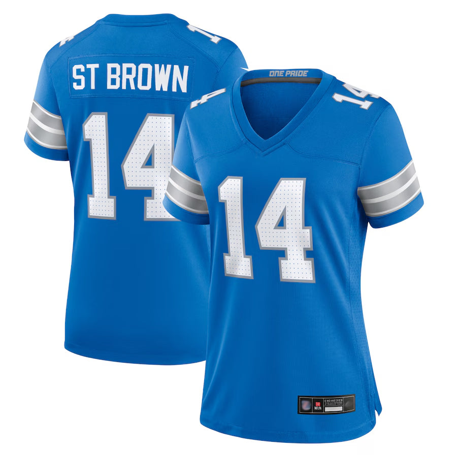 Davalo D.Lions Home Game Stitched Jerseys - Blue - #14 Amon-Ra St. Brown Player