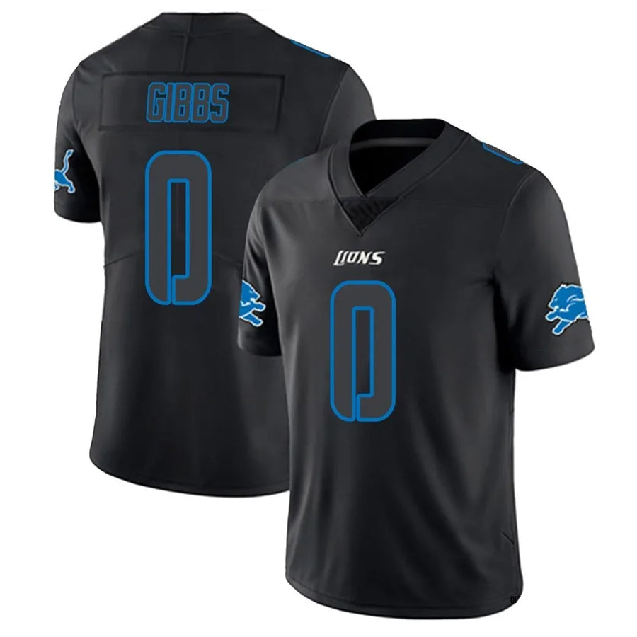Davalo D.Lions #0 Jahmyr Gibbs Player Black Limited Fashion Stitched Jerseys