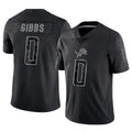 Davalo D.Lions #0 Jahmyr Gibbs Player Black REFLECTIVE Limited Stitched Jerseys