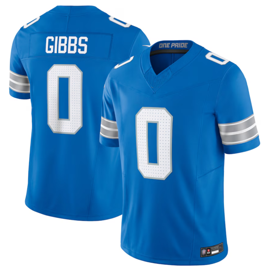 Davalo D.Lions #0 Jahmyr Gibbs Player Blue Vapor F.U.S.E. Limited Replica Stitched Jerseys