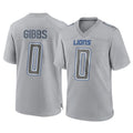 Davalo D.Lions #0 Jahmyr Gibbs Player Gray Atmosphere Fashion Home Game Stitched Jerseys