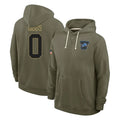 Davalo D.Lions #0 Jahmyr Gibbs Player Olive Salute to Service Pullover Hoodies Limited Stitched Jerseys
