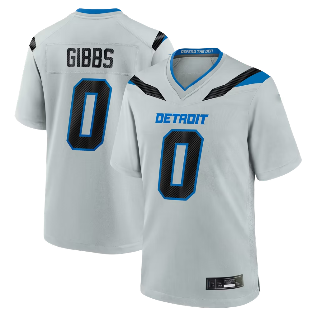 Davalo D.Lions #0 Jahmyr Gibbs Silver 2026 Rivalries Collection Game Stitched Jerseys