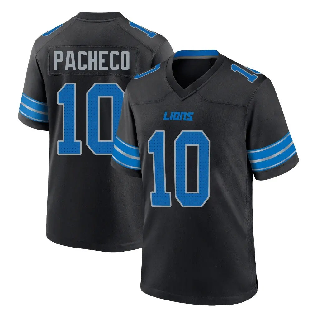 Davalo D.Lions #10 Isiah Pacheco Player Black Alternate Home Game Stitched Jerseys