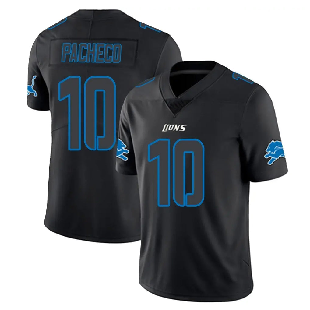 Davalo D.Lions #10 Isiah Pacheco Player Black Impact Limited Home Game Stitched Jerseys