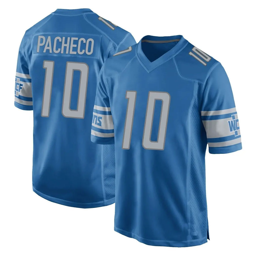 Davalo D.Lions #10 Isiah Pacheco Player Blue Home Game Stitched Jerseys