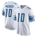 Davalo D.Lions #10 Isiah Pacheco Player White Home Game Stitched Jerseys