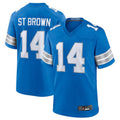 Davalo D.Lions #14 Amon-Ra St. Brown Blue Game Jersey American Stitched Jerseys