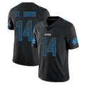 Davalo D.Lions #14 Amon-Ra St. Brown Player Black Impact Limited Home Game Stitched Jerseys