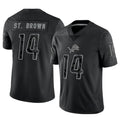 Davalo D.Lions #14 Amon-Ra St. Brown Player Black REFLECTIVE Limited Stitched Jerseys