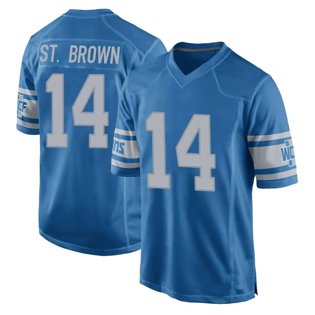 Davalo D.Lions #14 Amon-Ra St. Brown Player Blue Vapor Untouchable Throwback Game Stitched Jerseys