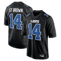 Davalo D.Lions #14 Amon-Ra St. Brown Player Carbon Black Fashion Stitched Jerseys