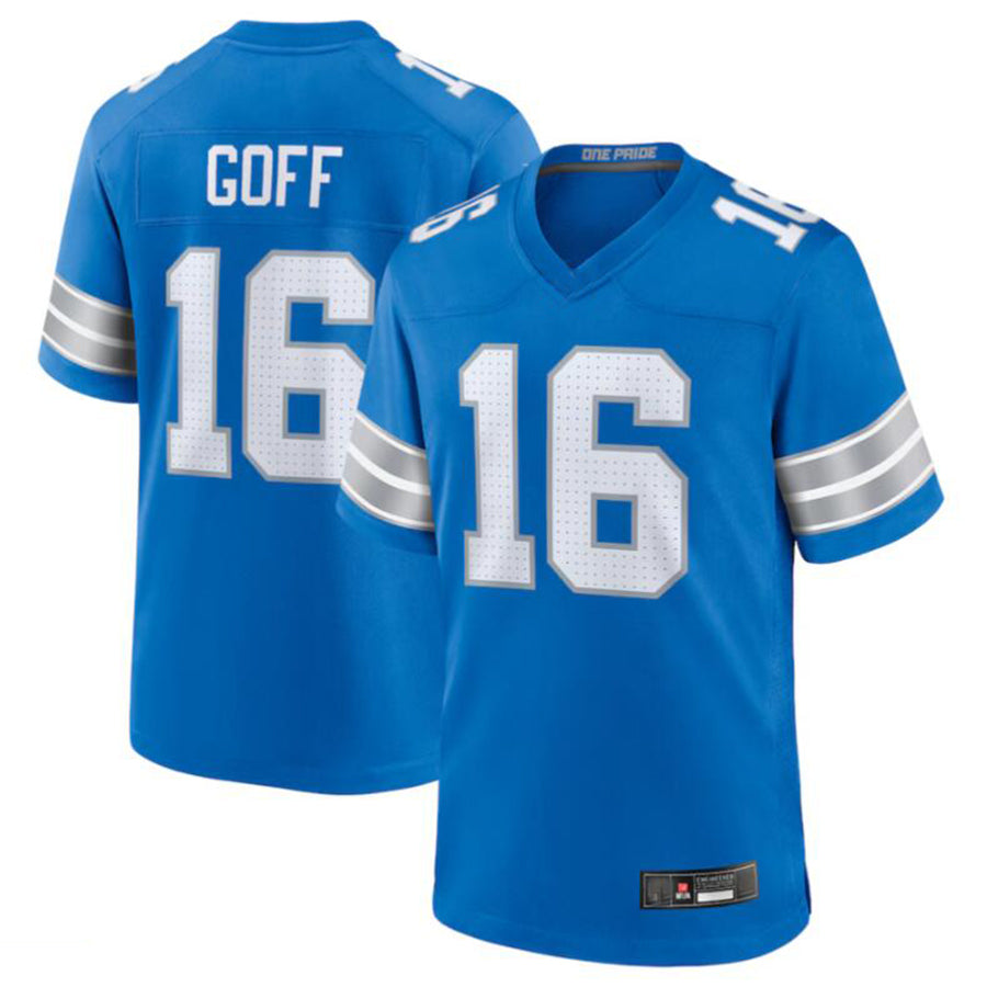 Davalo D.Lions #16 Jared Goff Blue Game Jersey American Stitched Jerseys