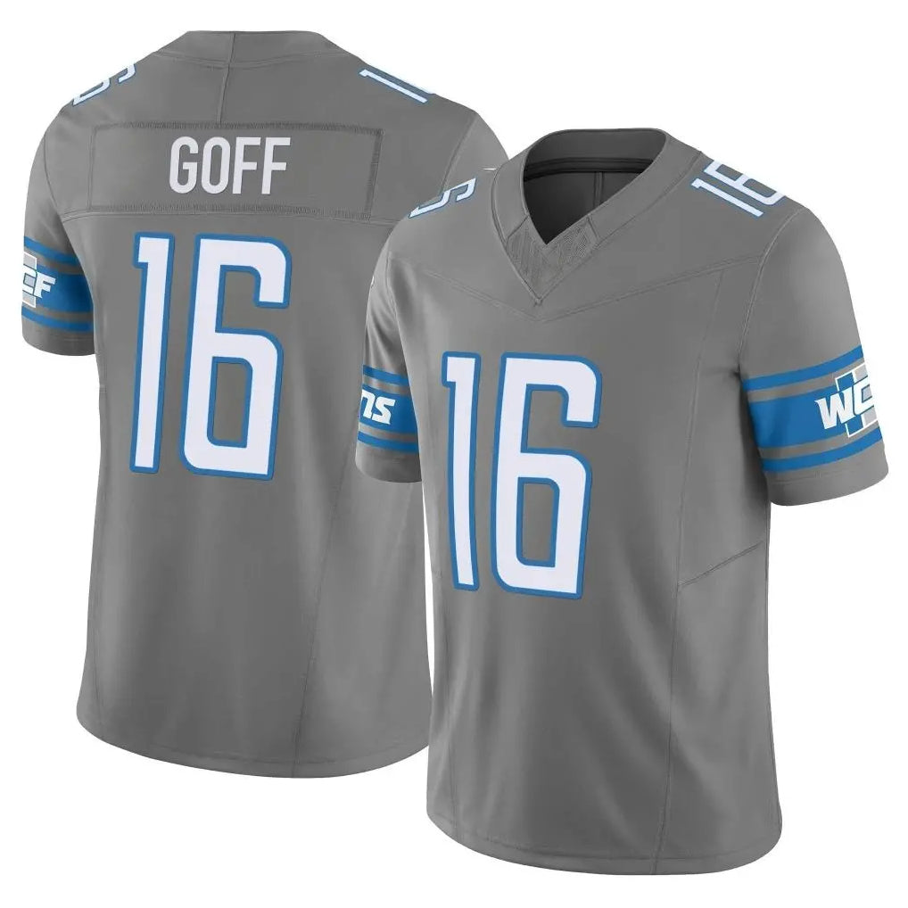 Davalo D.Lions #16 Jared Goff Player Gray Vapor F.U.S.E. Limited Home Game Stitched Jerseys