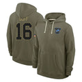 Davalo D.Lions #16 Jared Goff Player Olive Salute to Service Pullover Hoodies Limited Stitched Jerseys