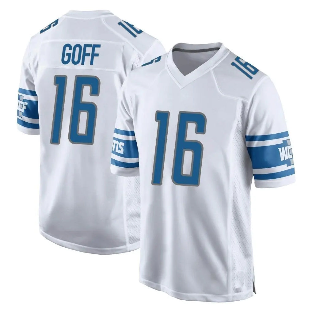 Davalo D.Lions #16 Jared Goff Player White Home Game Stitched Jerseys