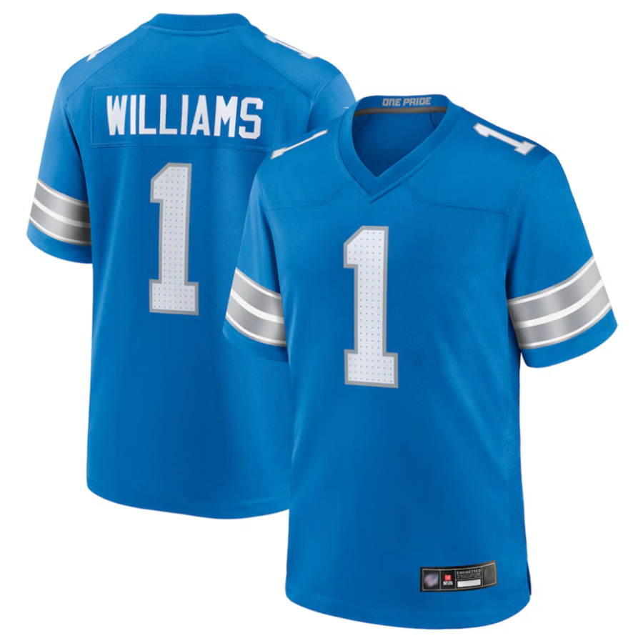 Davalo D.Lions #1 Jameson Williams Player Blue Replica Game Stitched Jerseys