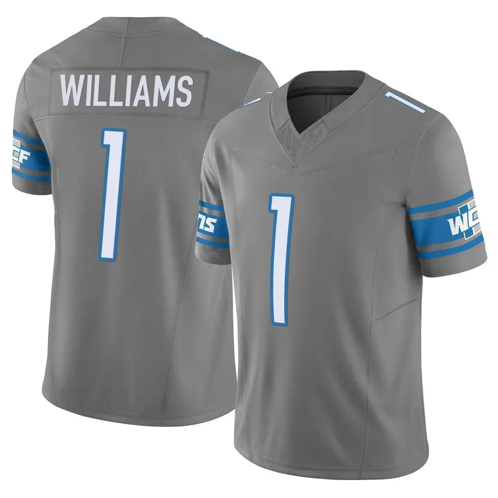 Davalo D.Lions #1 Jameson Williams Player Gray Vapor F.U.S.E. Limited Home Game Stitched Jerseys