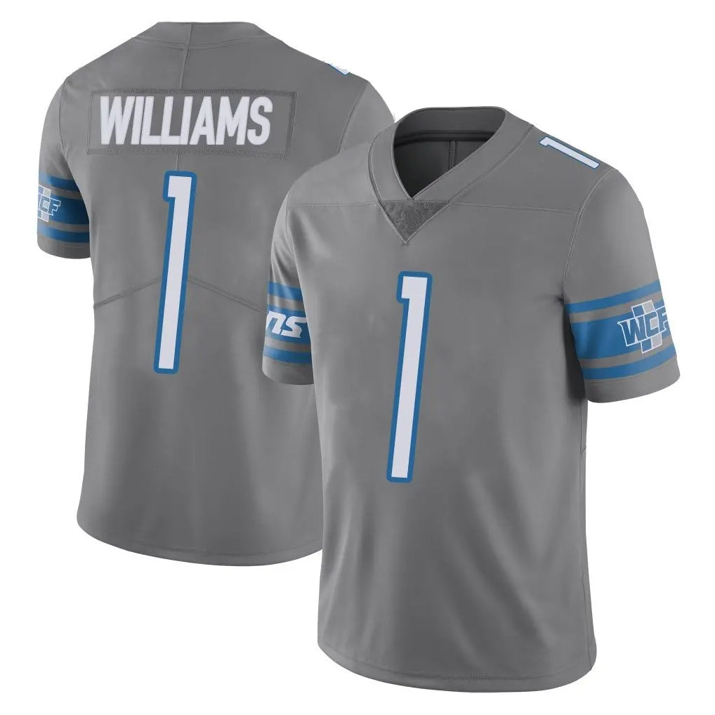 Davalo D.Lions #1 Jameson Williams Player Gray Vapor Untouchable Limited Home Game Stitched Jerseys