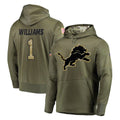 Davalo D.Lions #1 Jameson Williams Player Olive Salute to Service Pullover Hoodies Home Game Stitched Jerseys