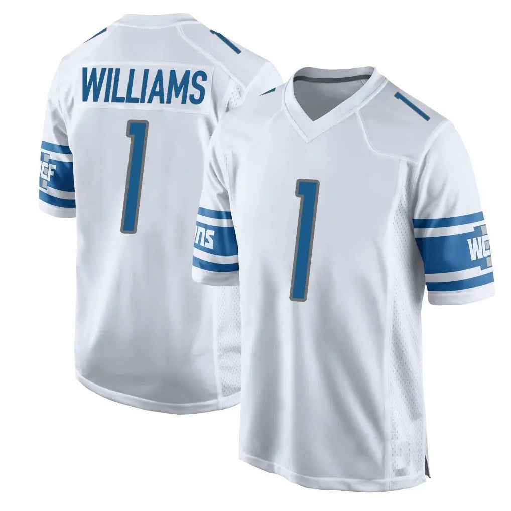 Davalo D.Lions #1 Jameson Williams Player White Home Game Stitched Jerseys