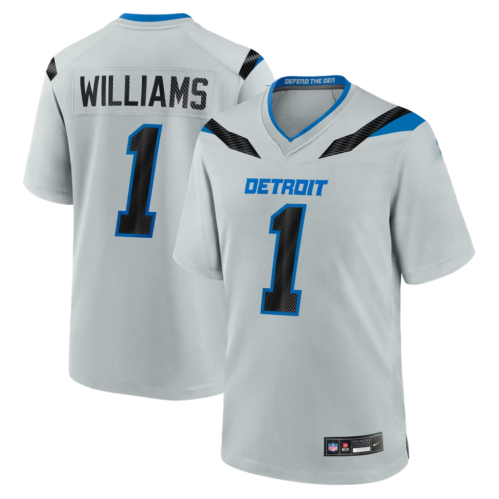 Davalo D.Lions #1 Jameson Williams Silver 2026 Rivalries Collection Game Stitched Jerseys