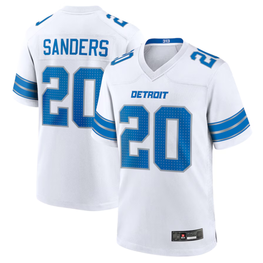 Davalo D.Lions #20 Barry Sanders Player White Game Stitched Jerseys