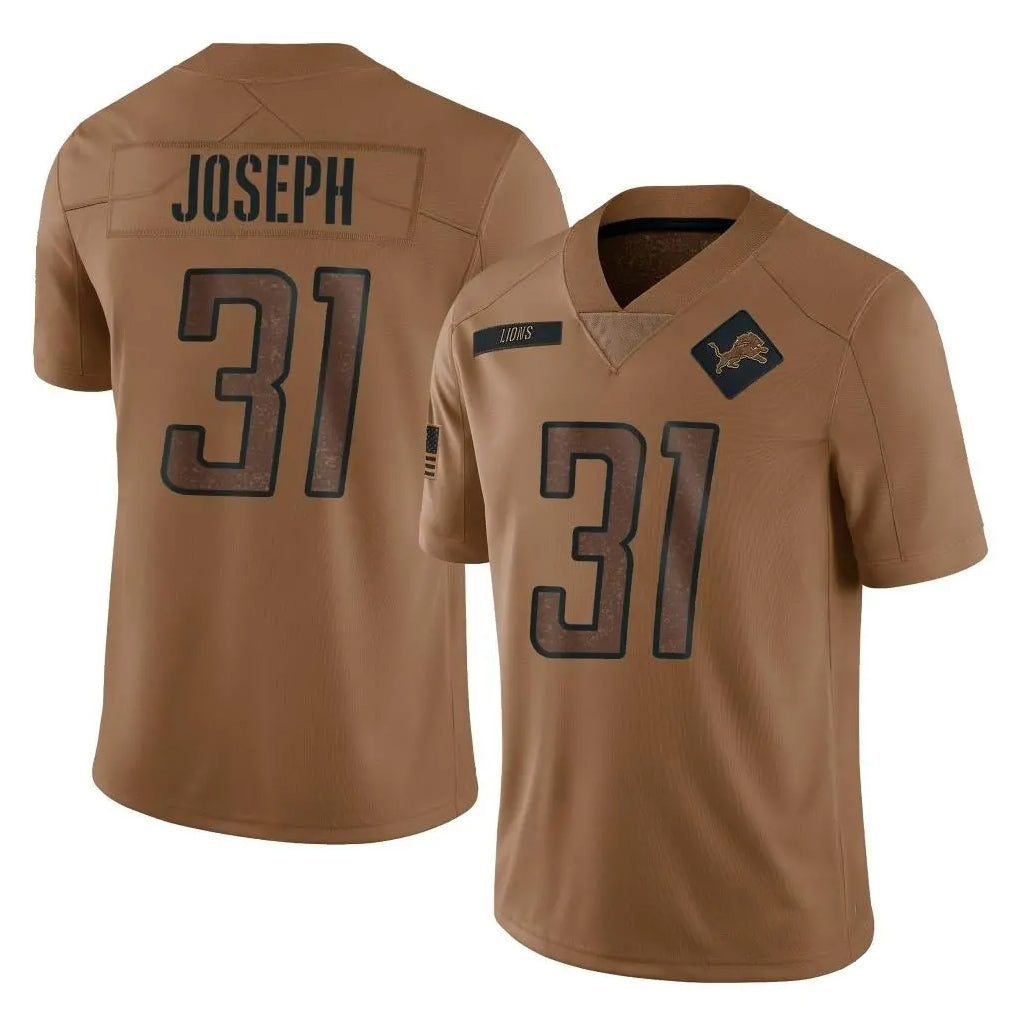 Davalo D.Lions #31 Kerby Joseph Player Brown Salute To Service Limited Stitched Jerseys