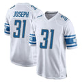 Davalo D.Lions #31 Kerby Joseph Player White Home Game Stitched Jerseys